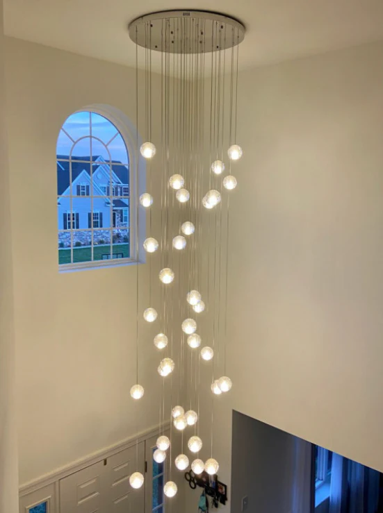 Oversized Nordic Art Round Air Bubbles Pendant Chandelier for Stairs/Spiral Staircase/Hotel Lobby - Image 3