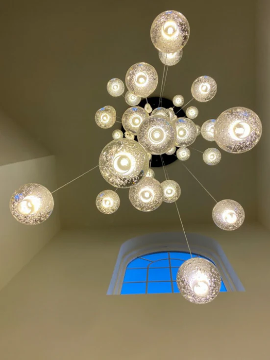 Oversized Nordic Art Round Air Bubbles Pendant Chandelier for Stairs/Spiral Staircase/Hotel Lobby - Image 4