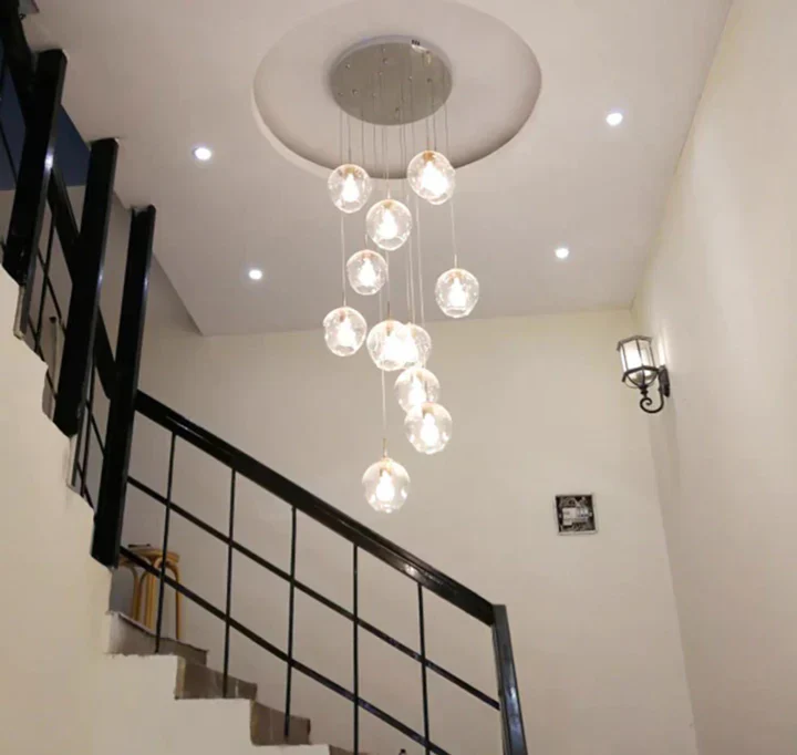 Nordic Designer Long Spiral Glass Chandelier Modern Light Luxury Decorative Light Fixture For Staircase/Hallway - Image 10