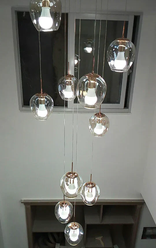 Nordic Designer Long Spiral Glass Chandelier Modern Light Luxury Decorative Light Fixture For Staircase/Hallway - Image 3