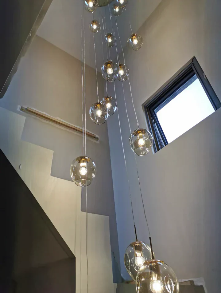 Nordic Designer Long Spiral Glass Chandelier Modern Light Luxury Decorative Light Fixture For Staircase/Hallway - Image 4