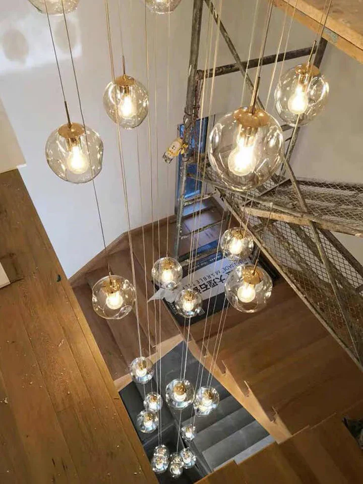 Nordic Designer Long Spiral Glass Chandelier Modern Light Luxury Decorative Light Fixture For Staircase/Hallway - Image 5