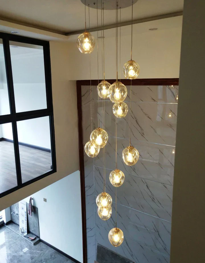 Nordic Designer Long Spiral Glass Chandelier Modern Light Luxury Decorative Light Fixture For Staircase/Hallway - Image 6