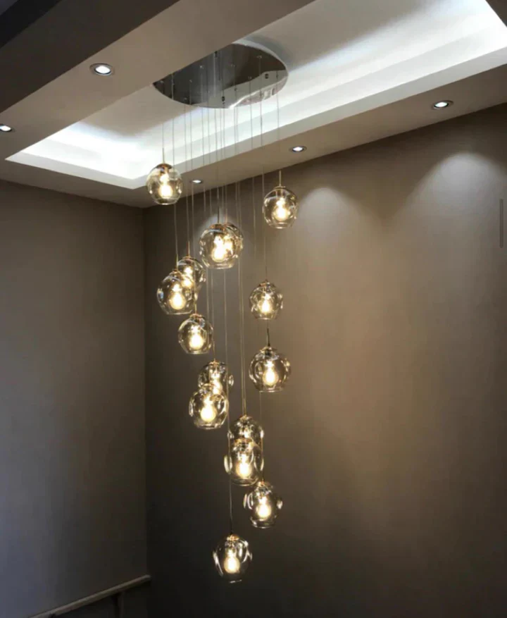Nordic Designer Long Spiral Glass Chandelier Modern Light Luxury Decorative Light Fixture For Staircase/Hallway - Image 7