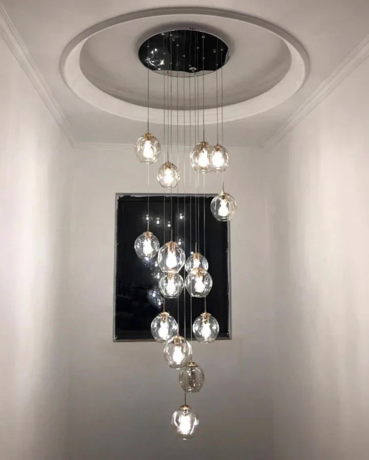 Nordic Designer Long Spiral Glass Chandelier Modern Light Luxury Decorative Light Fixture For Staircase/Hallway - Image 9