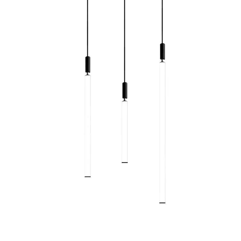 Nordic Fashion Minimalist Black Straight Pendant Chandelier for Bedside/Staircase/Loft/Duplex - Image 10