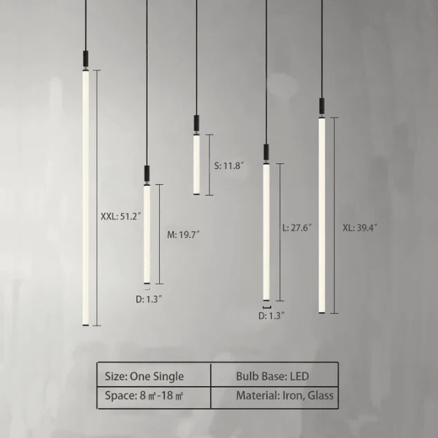 Nordic Fashion Minimalist Black Straight Pendant Chandelier for Bedside/Staircase/Loft/Duplex - Image 12