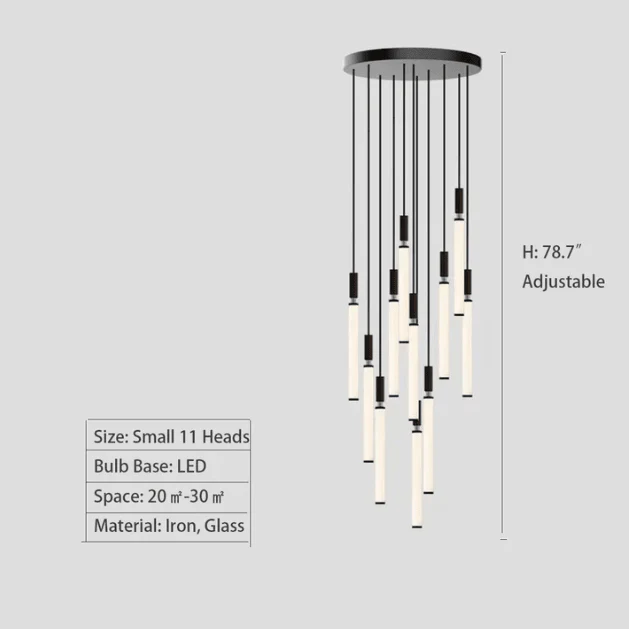 Nordic Fashion Minimalist Black Straight Pendant Chandelier for Bedside/Staircase/Loft/Duplex - Image 14