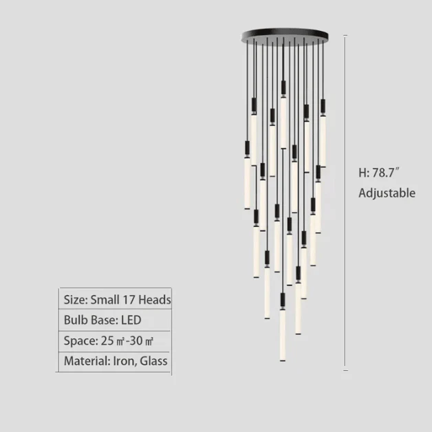 Nordic Fashion Minimalist Black Straight Pendant Chandelier for Bedside/Staircase/Loft/Duplex - Image 15