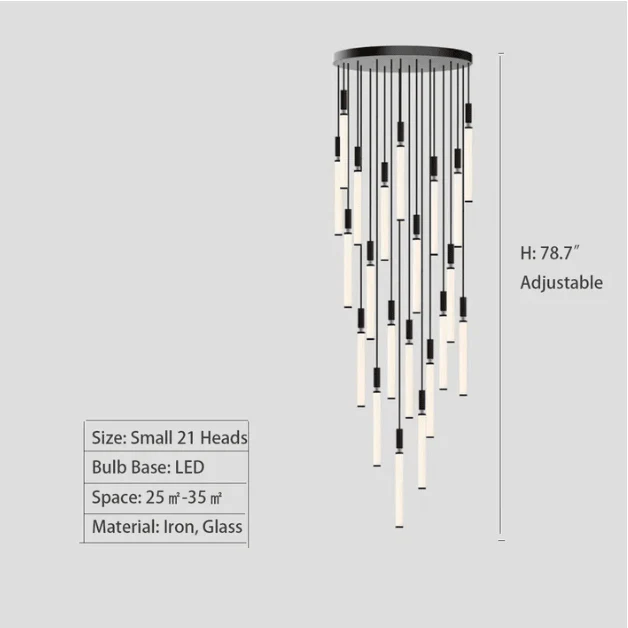 Nordic Fashion Minimalist Black Straight Pendant Chandelier for Bedside/Staircase/Loft/Duplex - Image 16