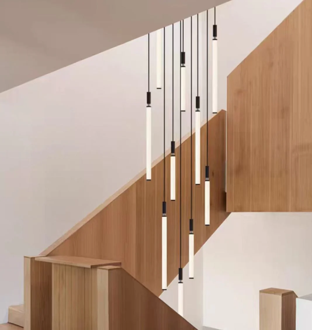 Nordic Fashion Minimalist Black Straight Pendant Chandelier for Bedside/Staircase/Loft/Duplex - Image 4