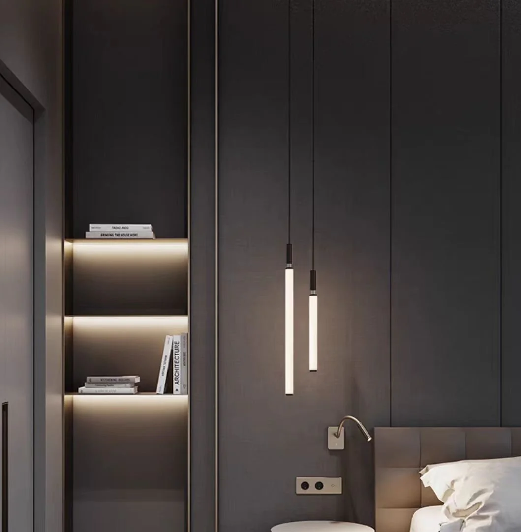 Nordic Fashion Minimalist Black Straight Pendant Chandelier for Bedside/Staircase/Loft/Duplex - Image 5