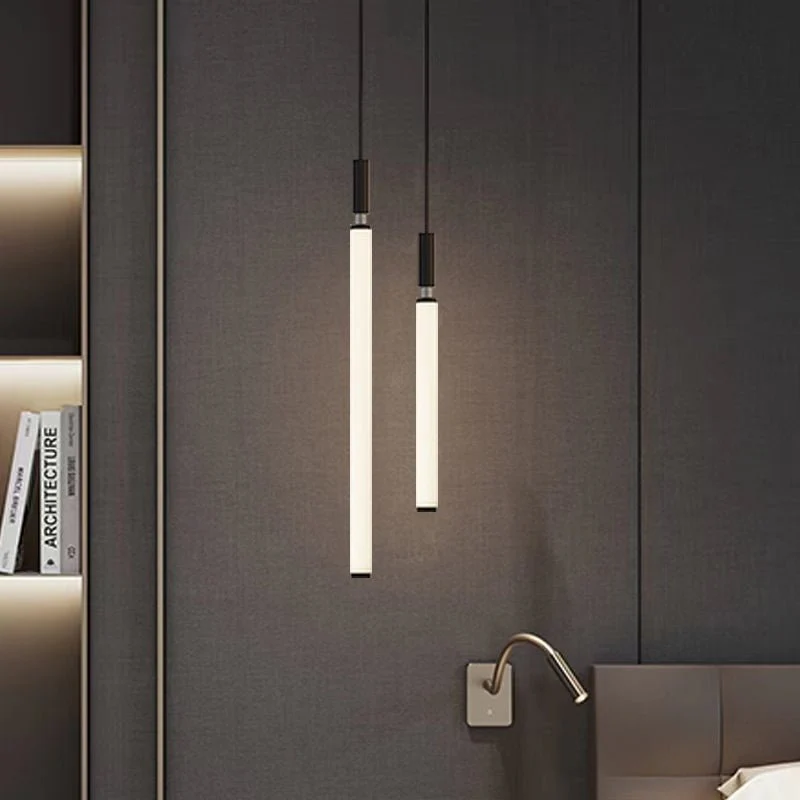 Nordic Fashion Minimalist Black Straight Pendant Chandelier for Bedside/Staircase/Loft/Duplex - Image 6