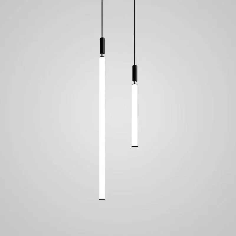 Nordic Fashion Minimalist Black Straight Pendant Chandelier for Bedside/Staircase/Loft/Duplex - Image 7