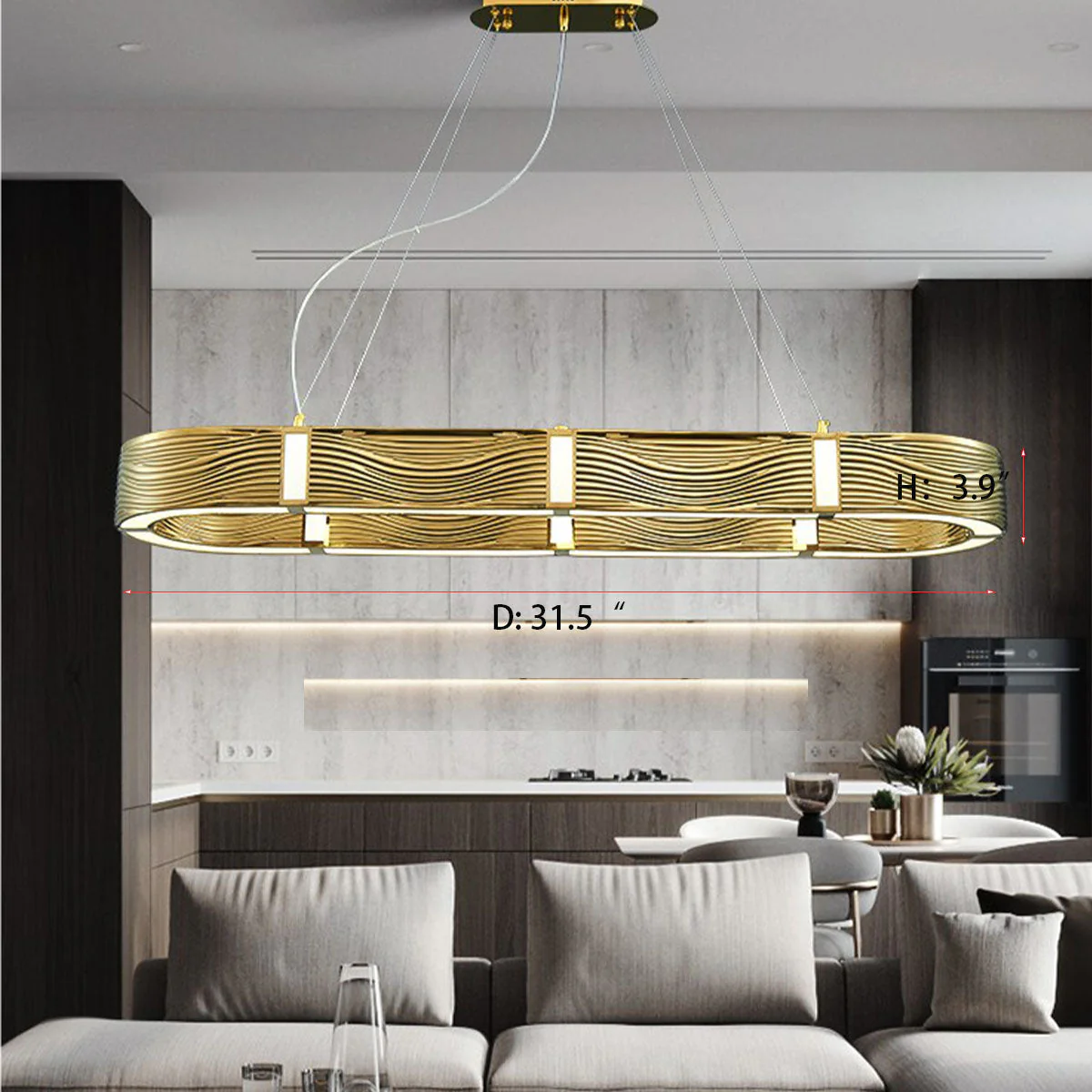 Nordic Light Luxury Chrome/Gold 0-shaped Chandelier for Living/Dining Room - Image 6