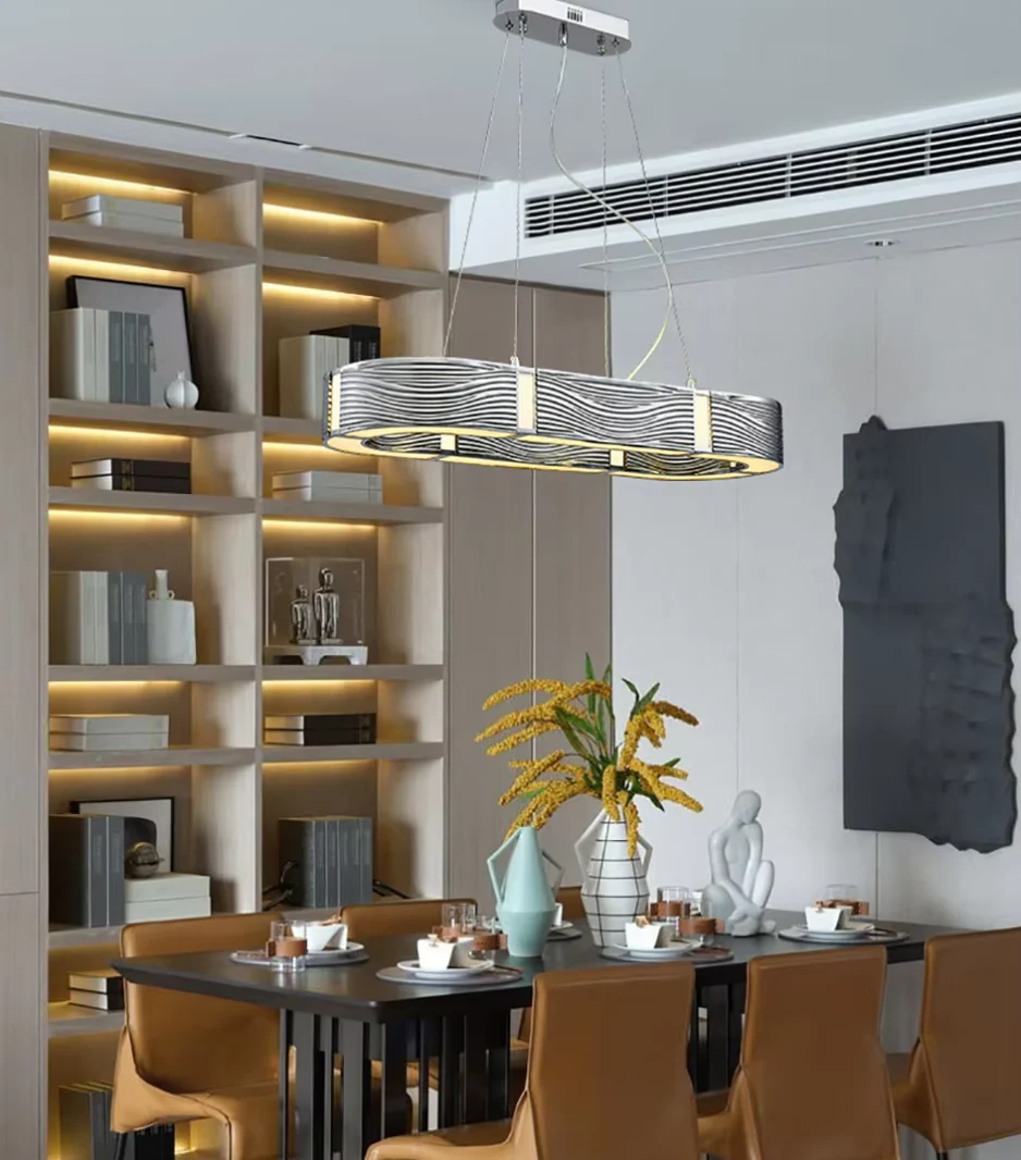 Nordic Light Luxury Chrome/Gold 0-shaped Chandelier for Living/Dining Room - Image 8