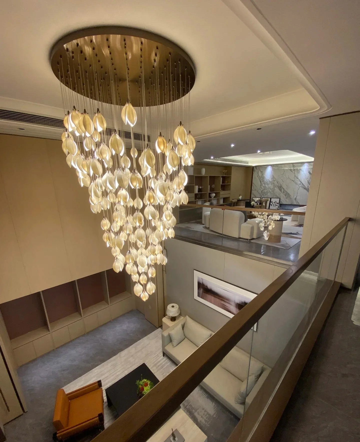 Nordic Magnolia Flower Ceramics Chandelier with Round Canopy - Image 4
