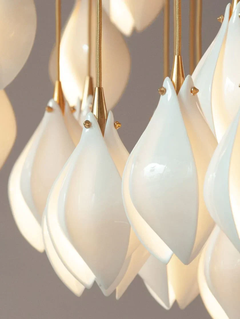 Nordic Magnolia Flower Ceramics Chandelier with Round Canopy - Image 5