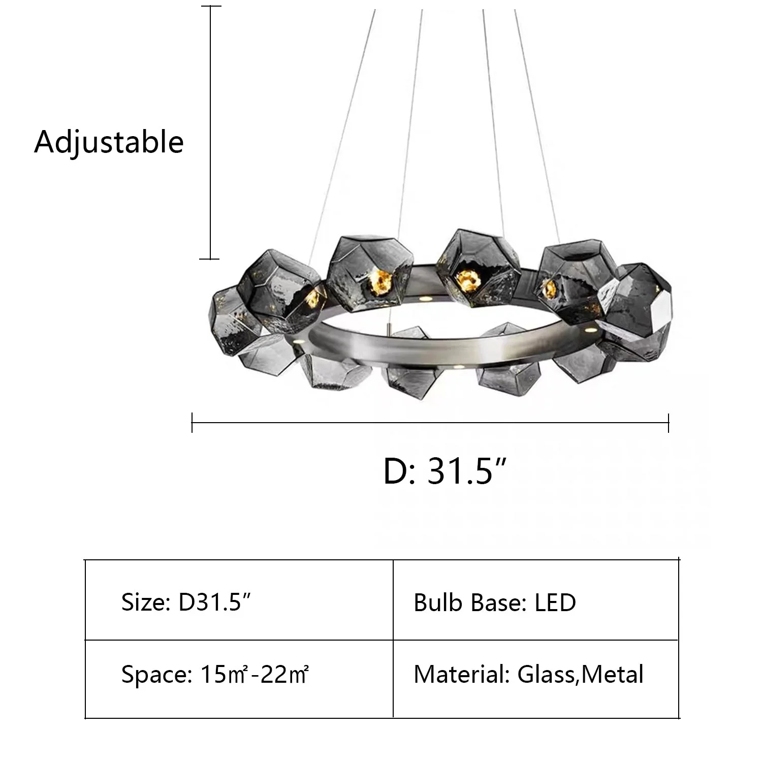 Nordic Minimalist Glass Circle Art Chandelier for Living/Dining Room/Bedroom - Image 11