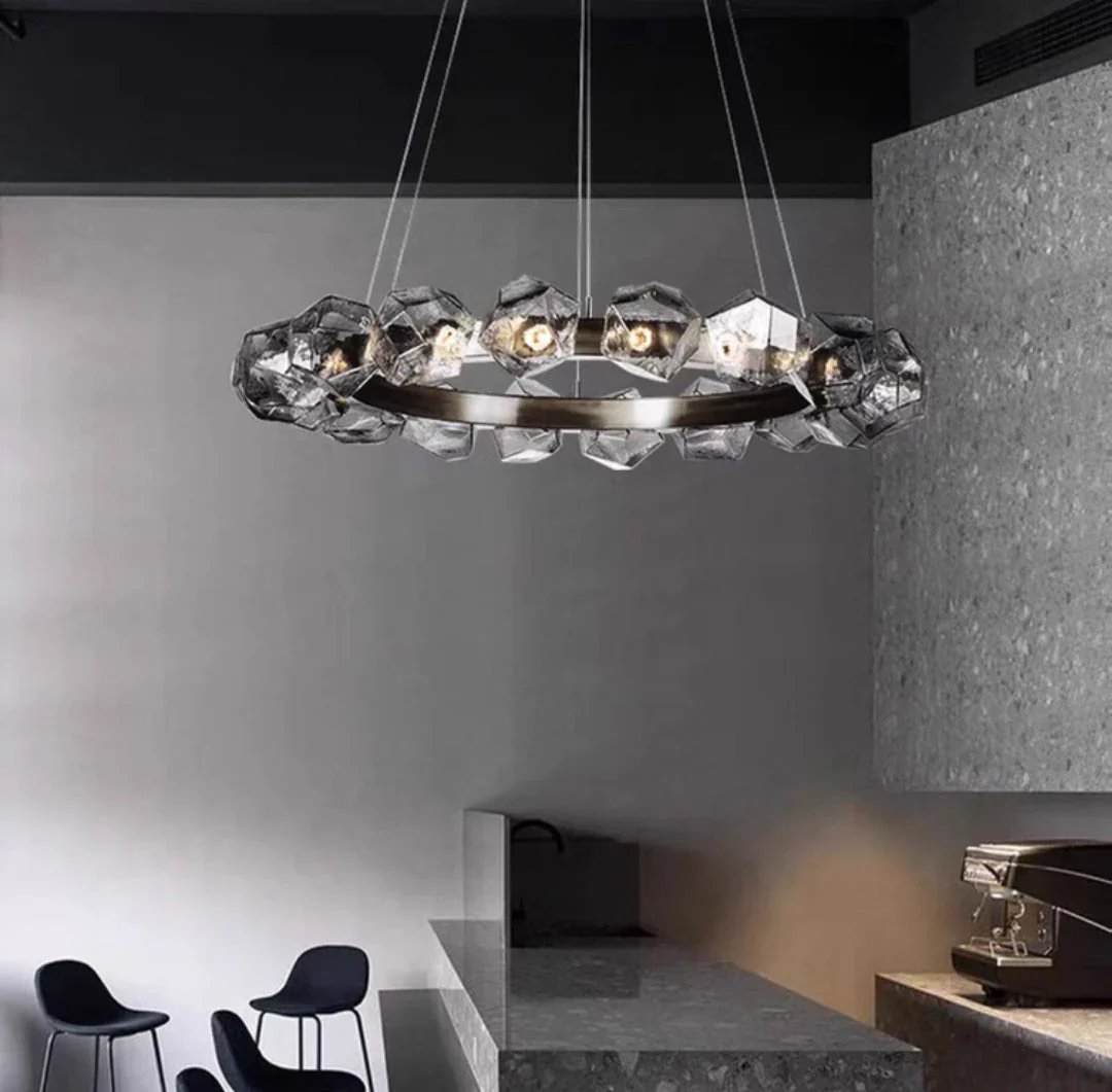 Nordic Minimalist Glass Circle Art Chandelier for Living/Dining Room/Bedroom - Image 2