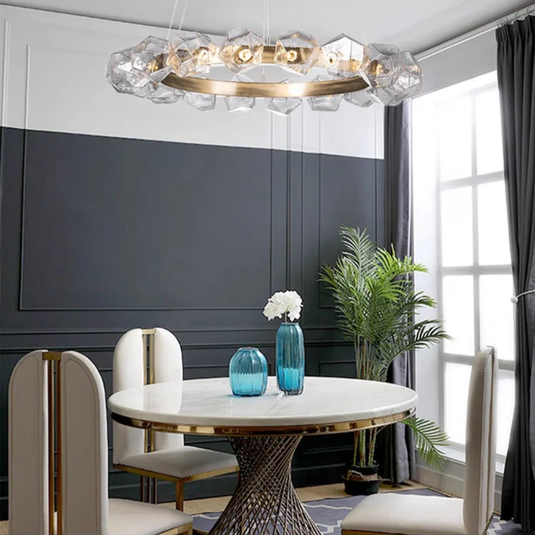Nordic Minimalist Glass Circle Art Chandelier for Living/Dining Room/Bedroom - Image 3