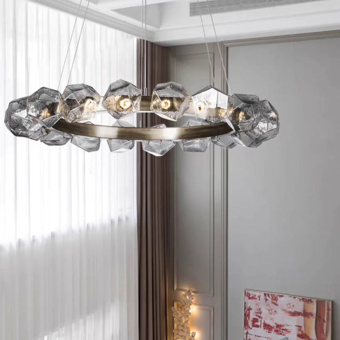 Nordic Minimalist Glass Circle Art Chandelier for Living/Dining Room/Bedroom - Image 4