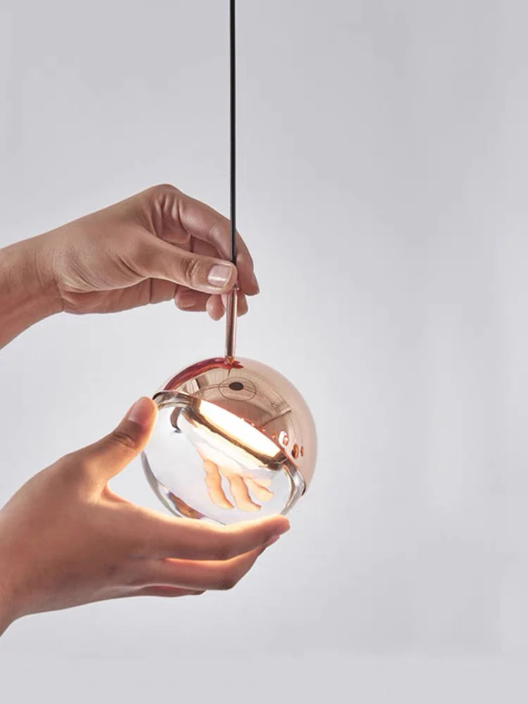 Nordic Simple Globe Pendant Suspension Light in Gold/Rose Gold - Image 3