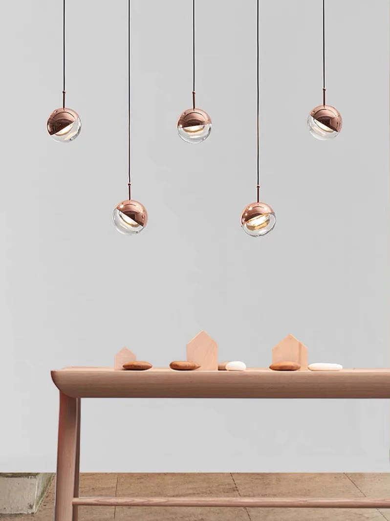 Nordic Simple Globe Pendant Suspension Light in Gold/Rose Gold - Image 4