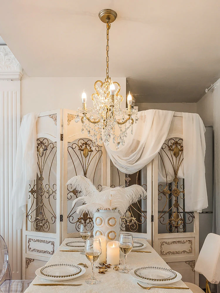 Nordic Vintage Candle Pendant Romantic Crystal Chandelier for Bedroom / Dining Room / Living Room - Image 3