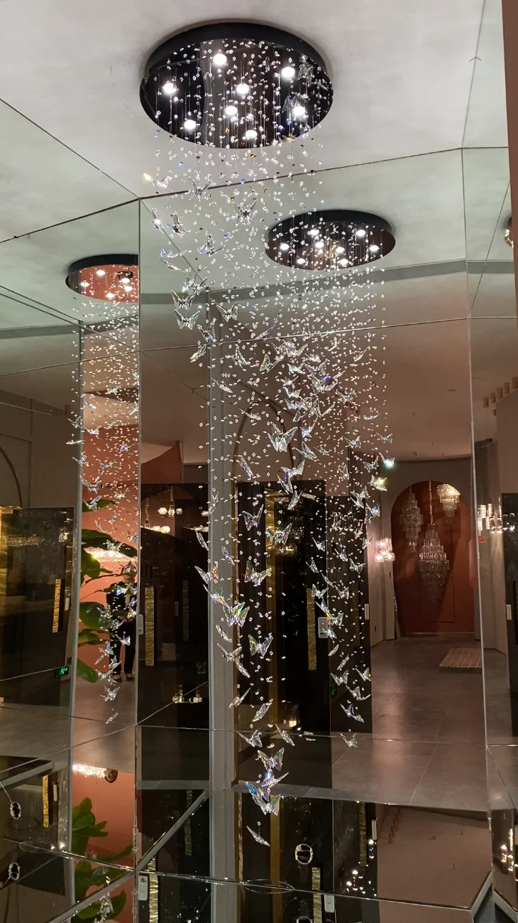 Northern European Style K9 Crystal Floating Butterfly Chandelier for High-ceiling - Image 2