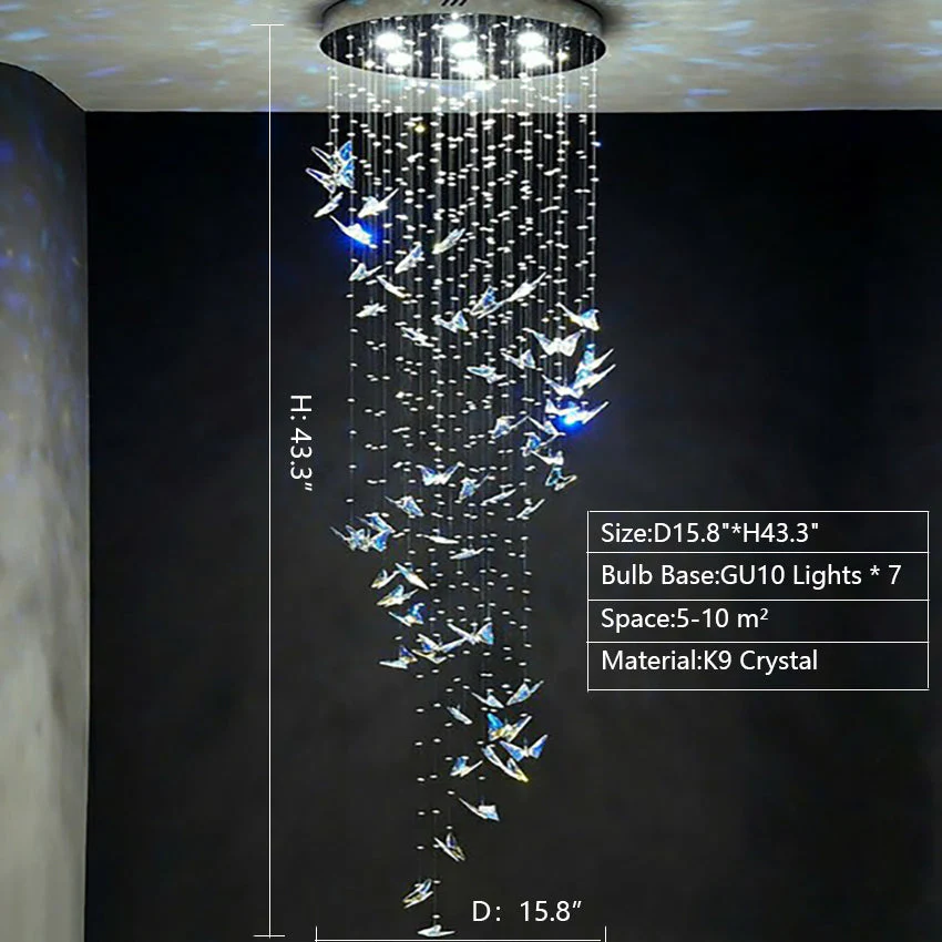 Northern European Style K9 Crystal Floating Butterfly Chandelier for High-ceiling - Image 6
