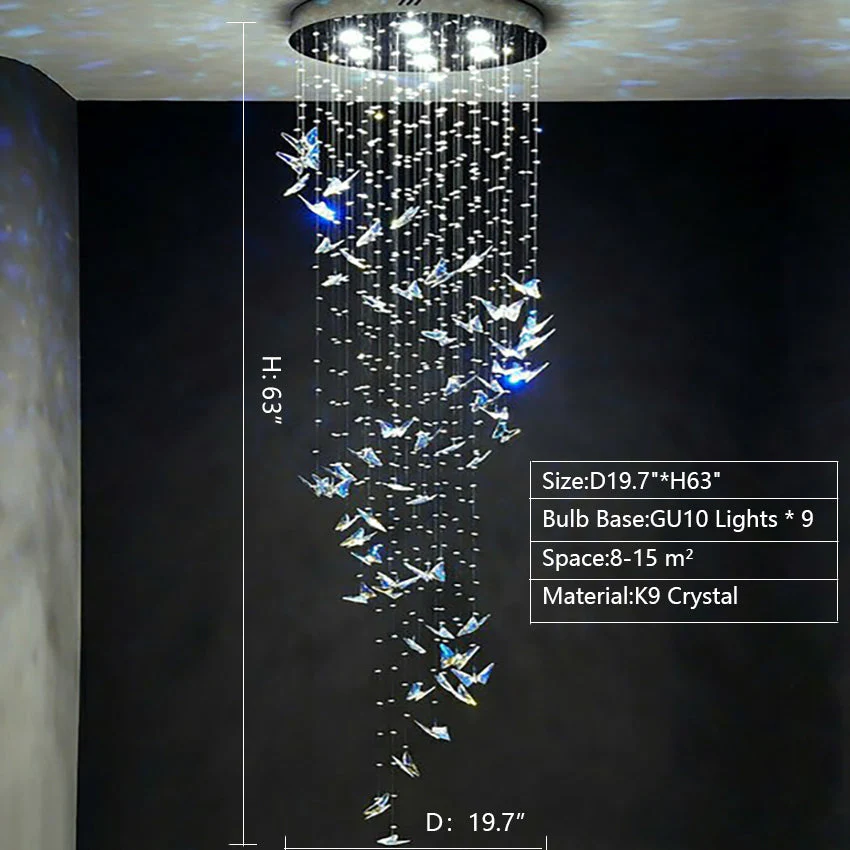Northern European Style K9 Crystal Floating Butterfly Chandelier for High-ceiling - Image 7