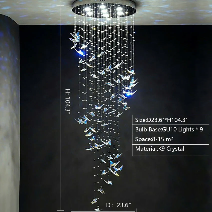 Northern European Style K9 Crystal Floating Butterfly Chandelier for High-ceiling - Image 8