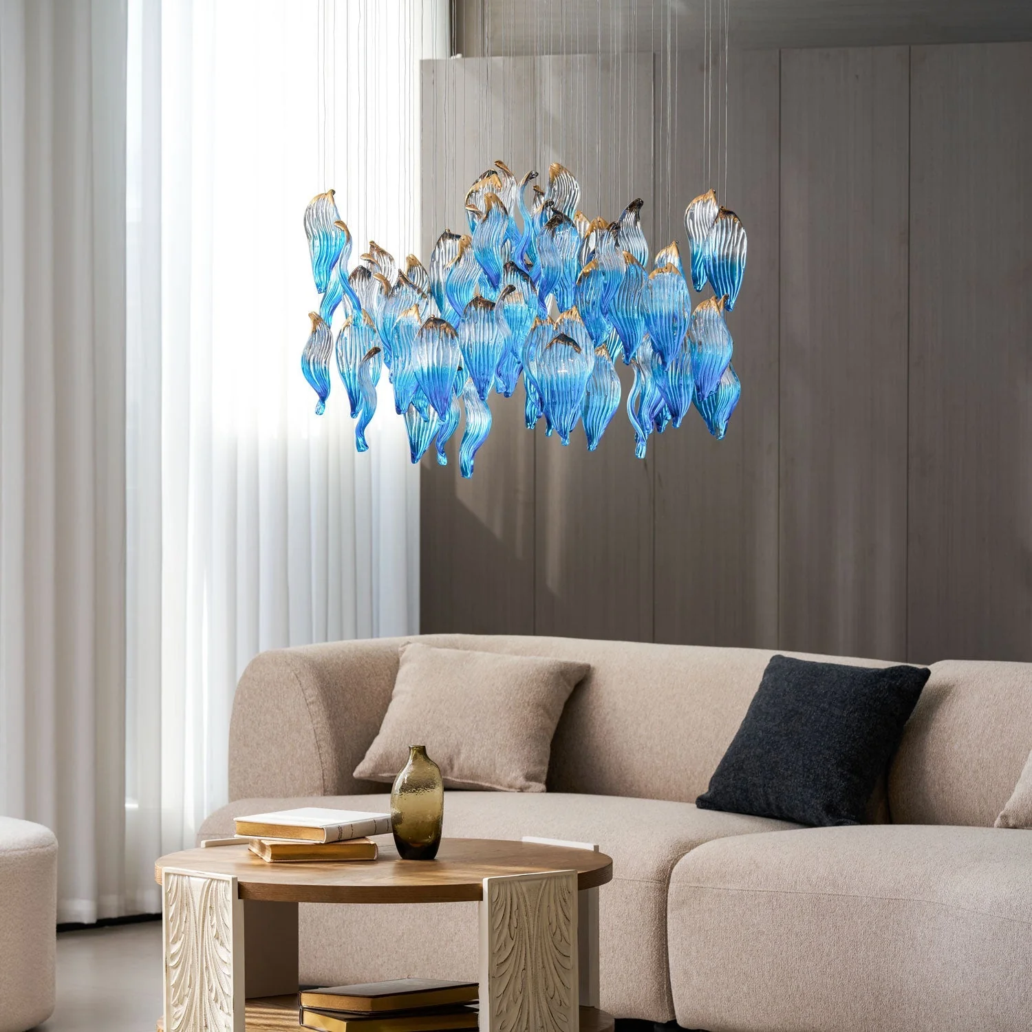 Galaxy Ocean Drift Blown Glass Crystal Spiral Chandelier - Image 11