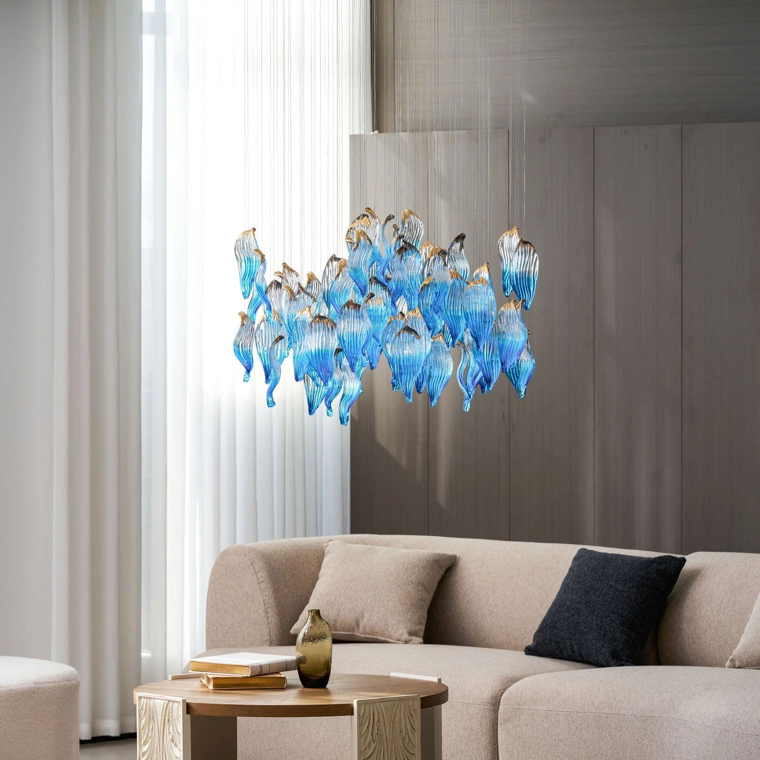 Galaxy Ocean Drift Blown Glass Crystal Spiral Chandelier - Image 12