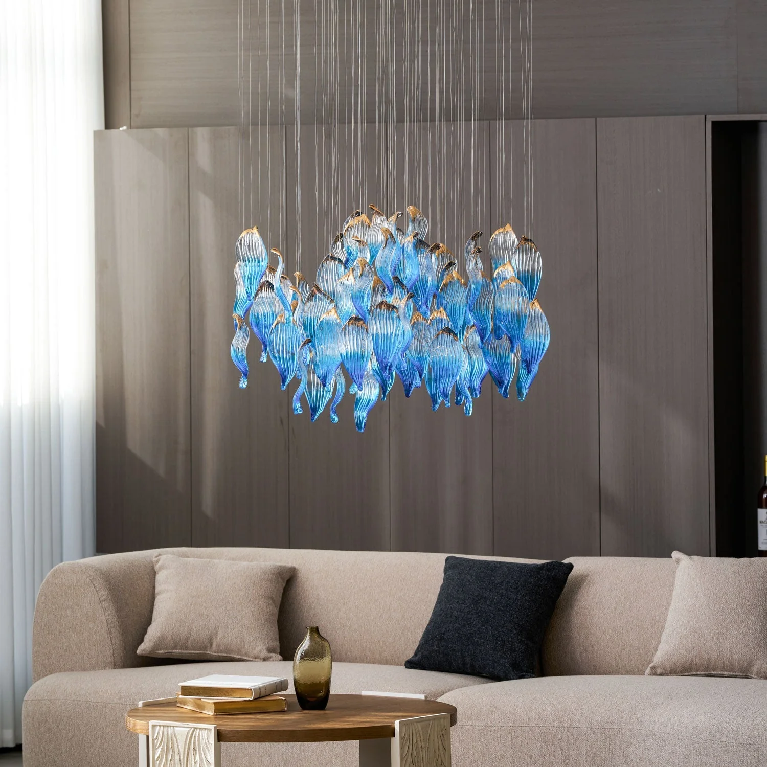Galaxy Ocean Drift Blown Glass Crystal Spiral Chandelier - Image 13