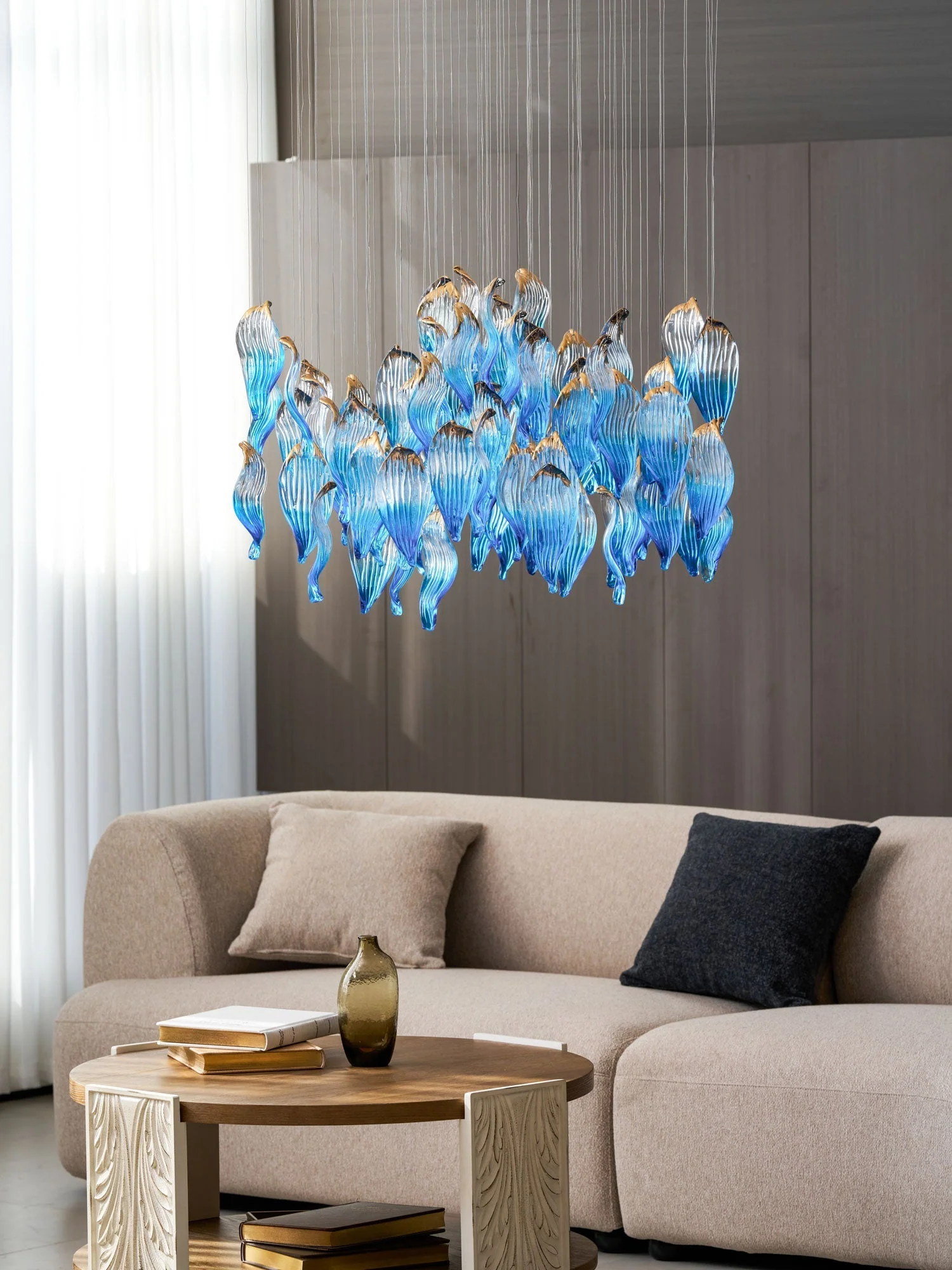 Galaxy Ocean Drift Blown Glass Crystal Spiral Chandelier - Image 14