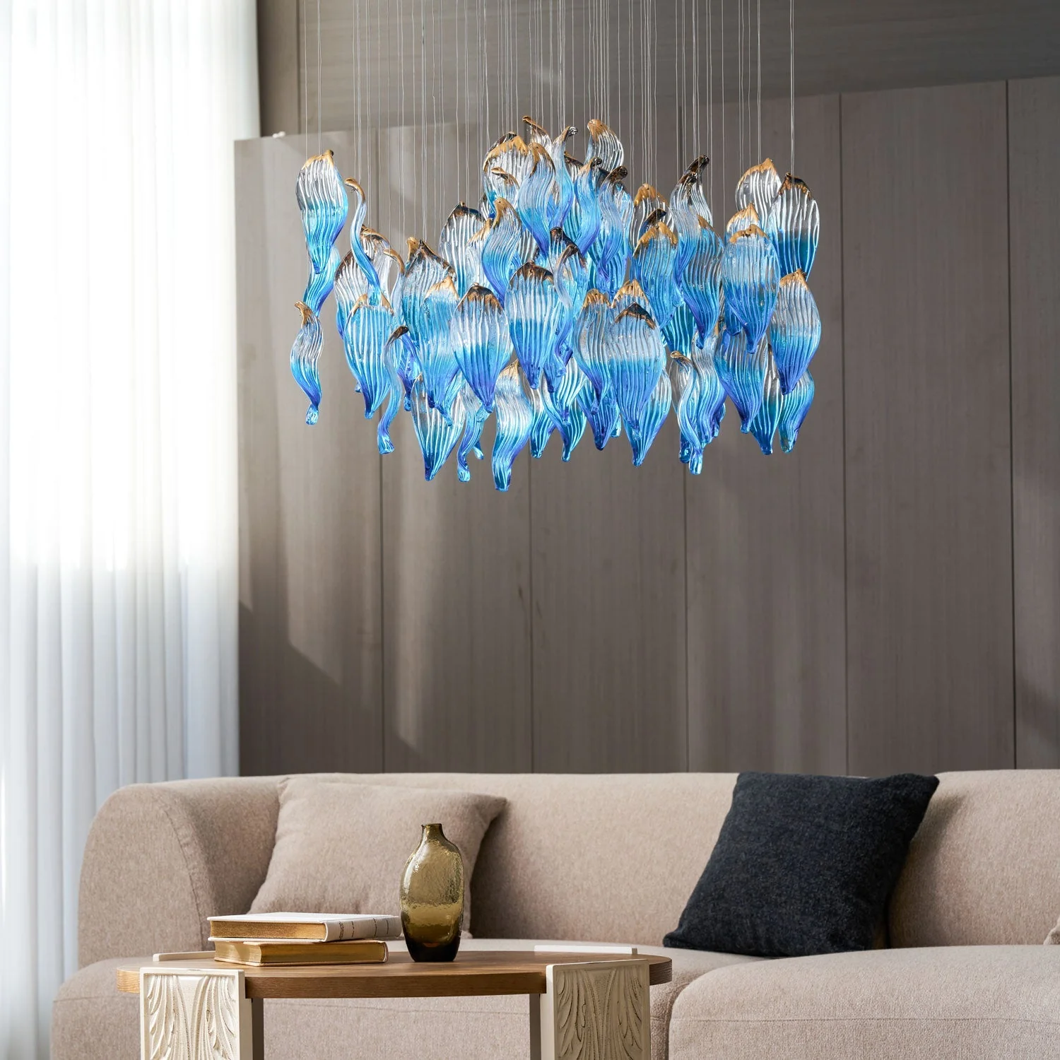 Galaxy Ocean Drift Blown Glass Crystal Spiral Chandelier - Image 15