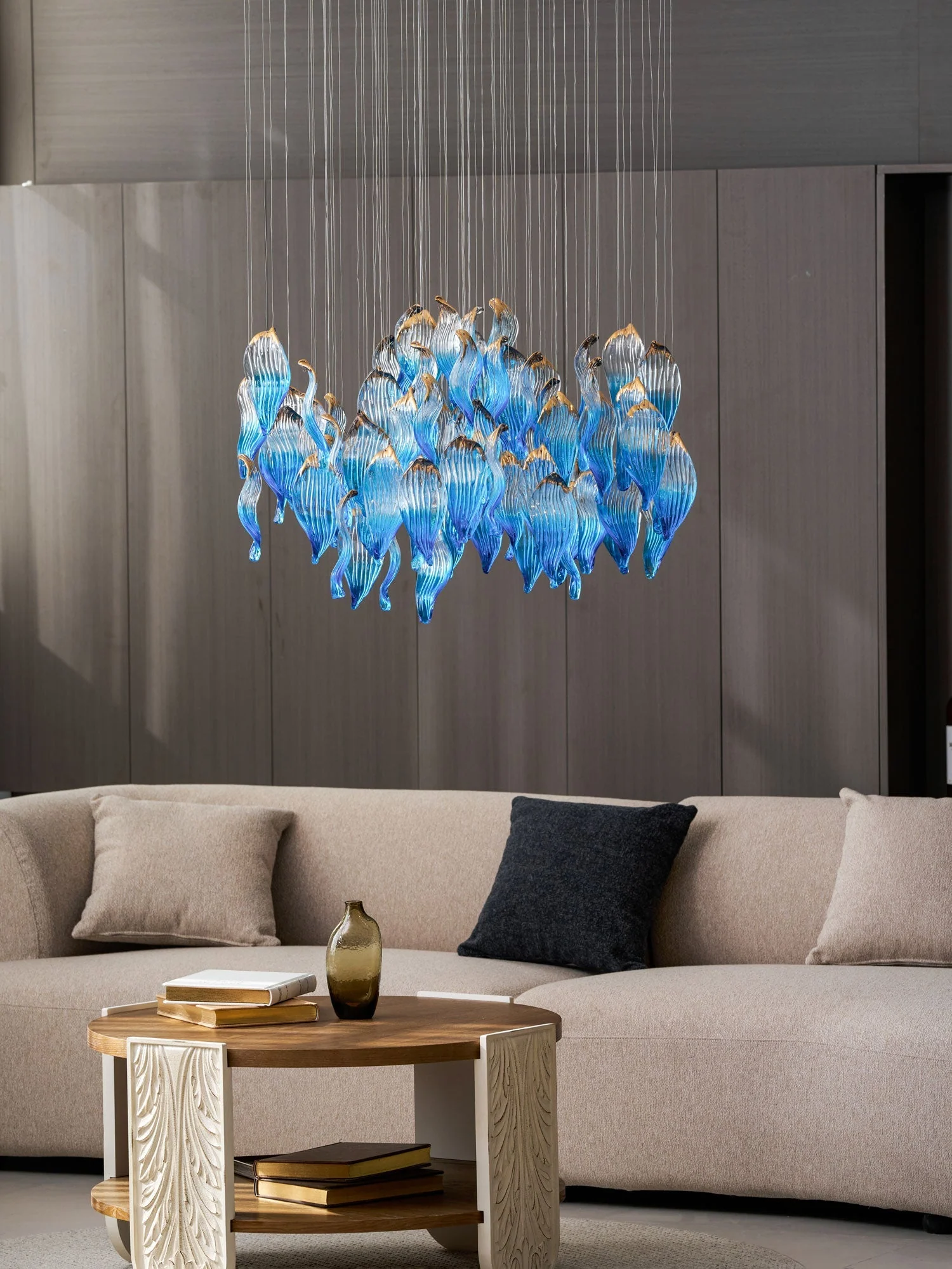 Galaxy Ocean Drift Blown Glass Crystal Spiral Chandelier - Image 16