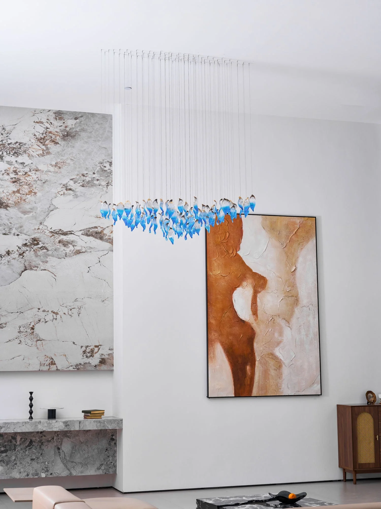 Galaxy Ocean Drift Blown Glass Crystal Spiral Chandelier - Image 17