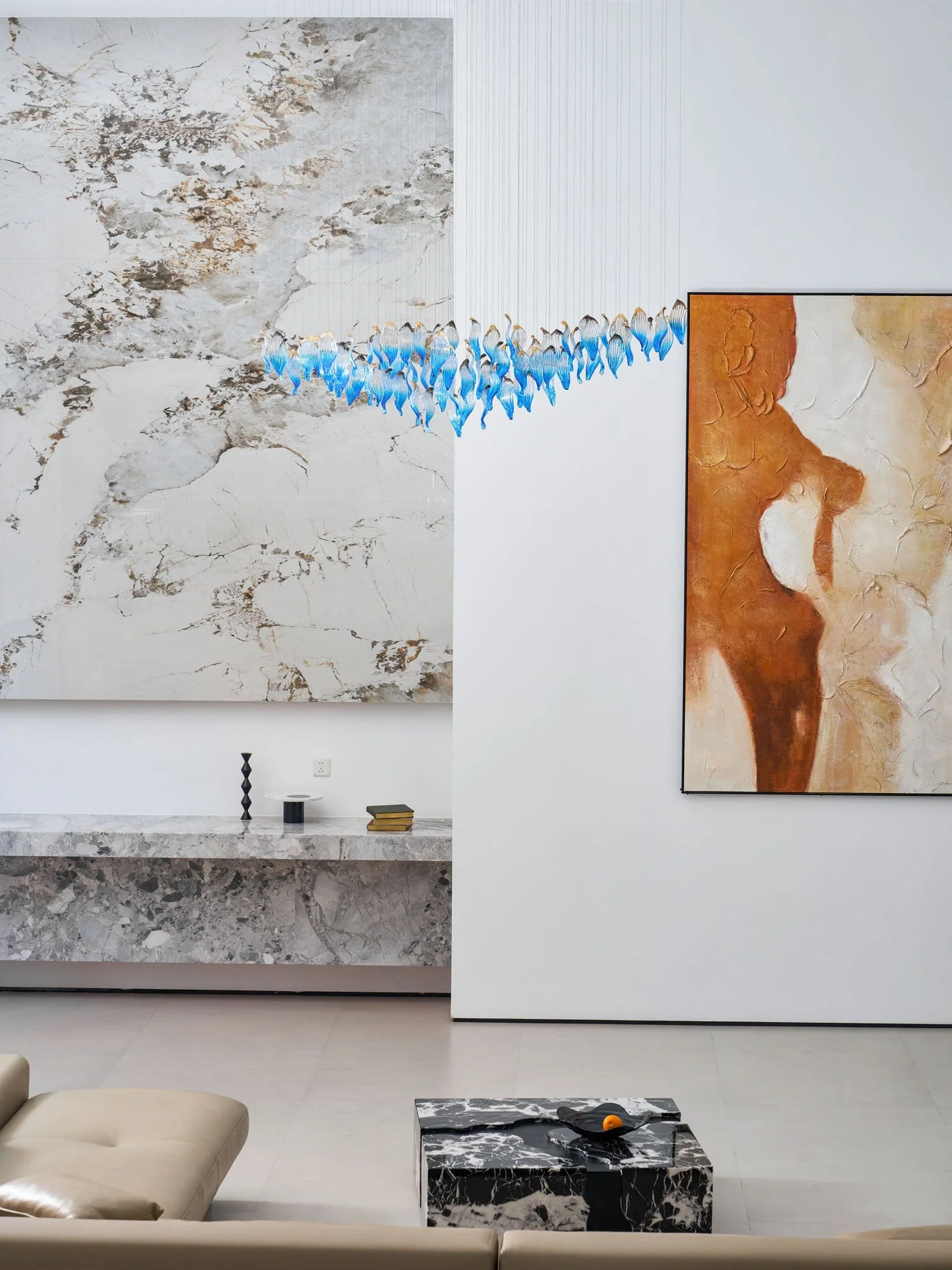 Galaxy Ocean Drift Blown Glass Crystal Spiral Chandelier - Image 25