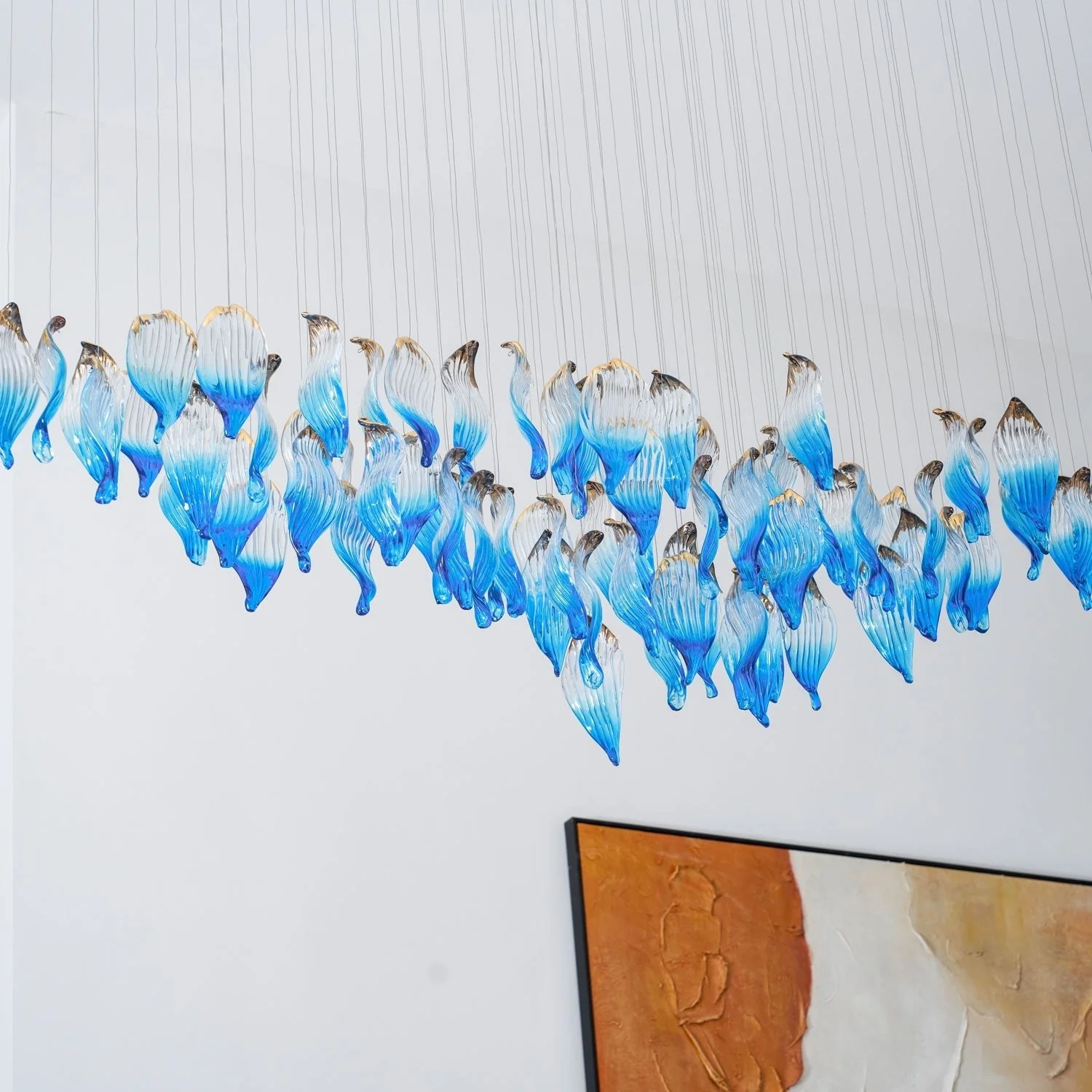 Galaxy Ocean Drift Blown Glass Crystal Spiral Chandelier - Image 28