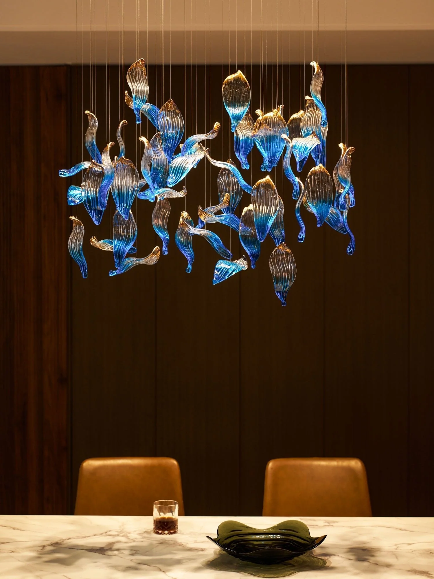 Galaxy Ocean Drift Blown Glass Crystal Spiral Chandelier - Image 29