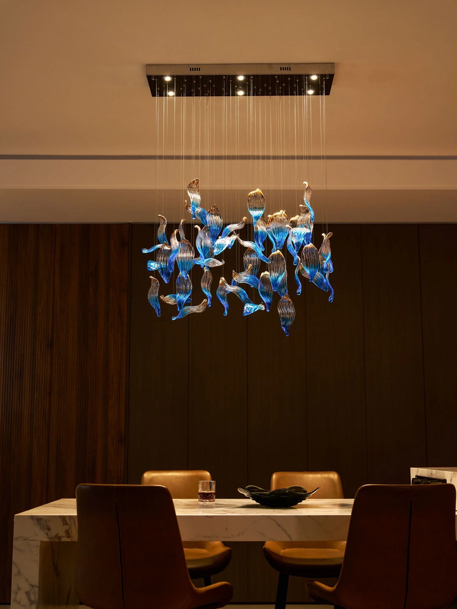 Galaxy Ocean Drift Blown Glass Crystal Spiral Chandelier - Image 30