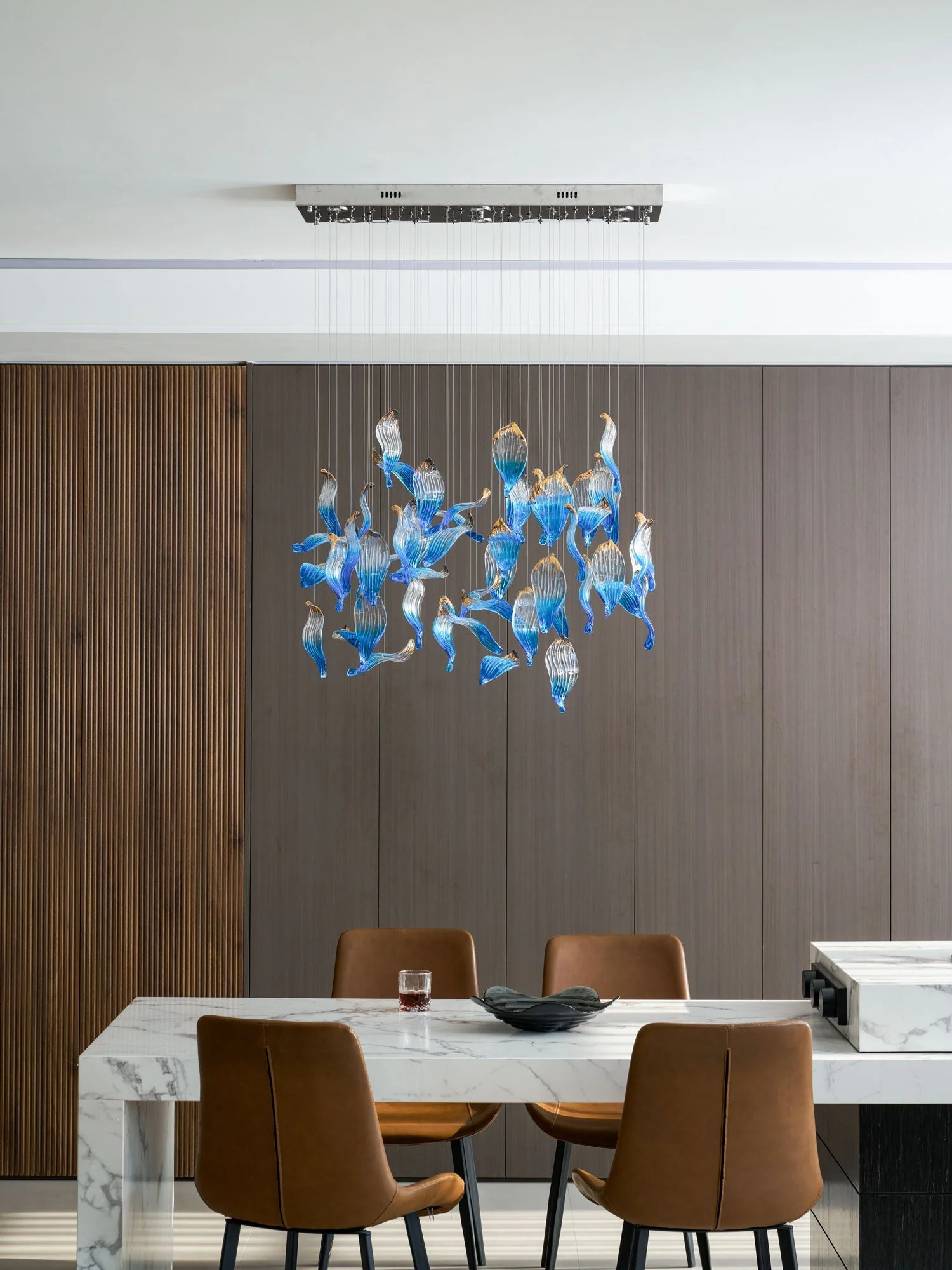 Galaxy Ocean Drift Blown Glass Crystal Spiral Chandelier - Image 31