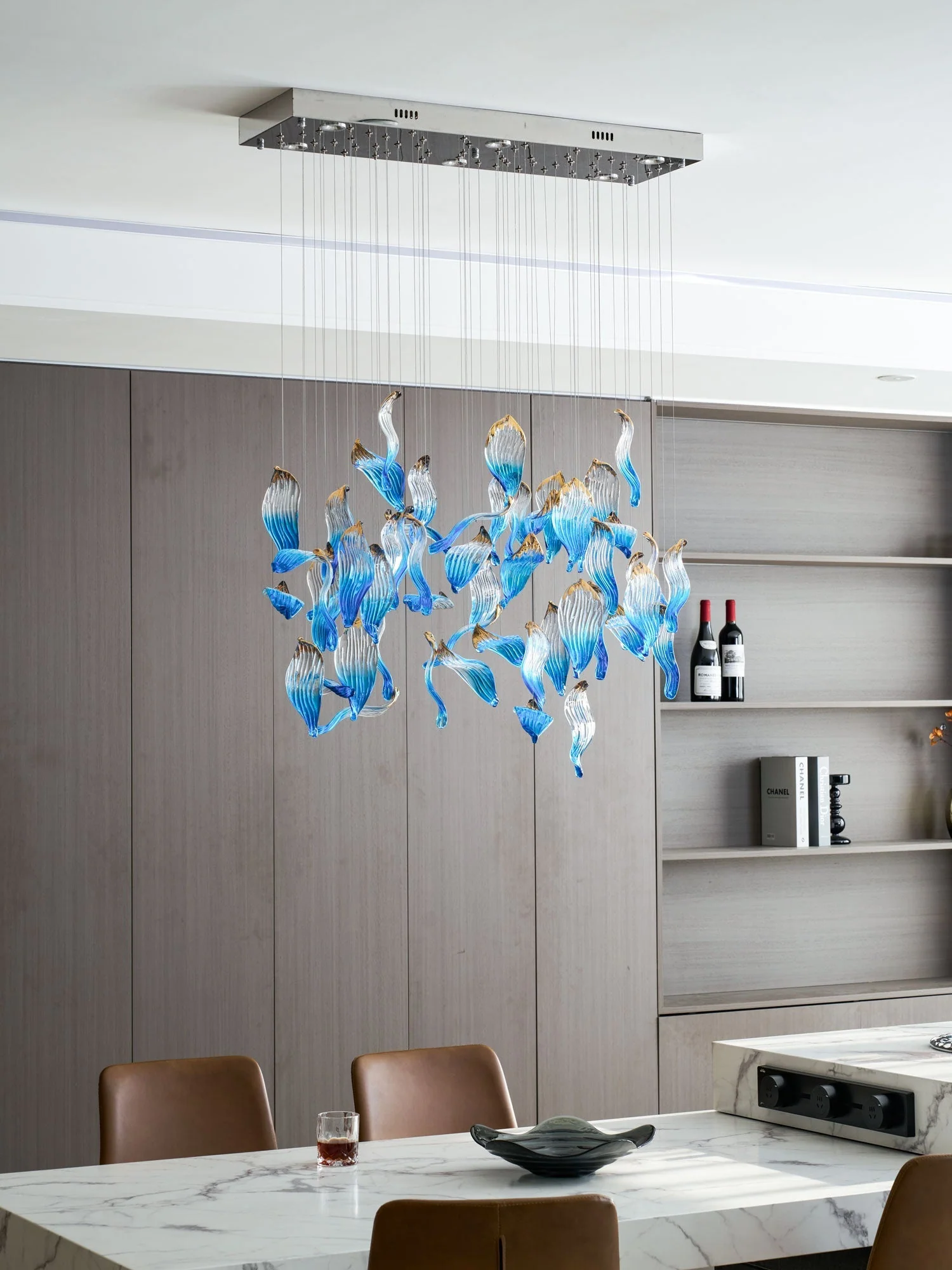 Galaxy Ocean Drift Blown Glass Crystal Spiral Chandelier - Image 32
