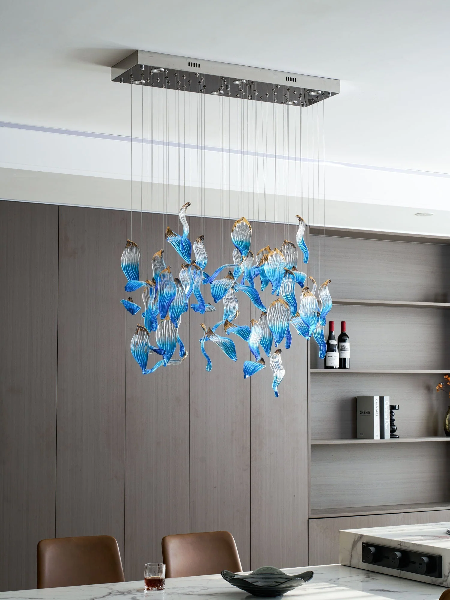 Galaxy Ocean Drift Blown Glass Crystal Spiral Chandelier - Image 33