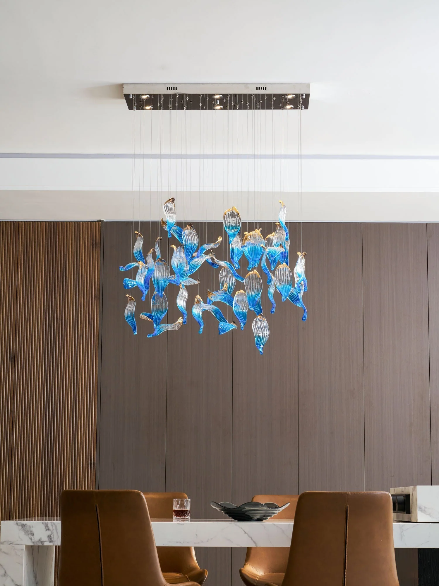 Galaxy Ocean Drift Blown Glass Crystal Spiral Chandelier - Image 34