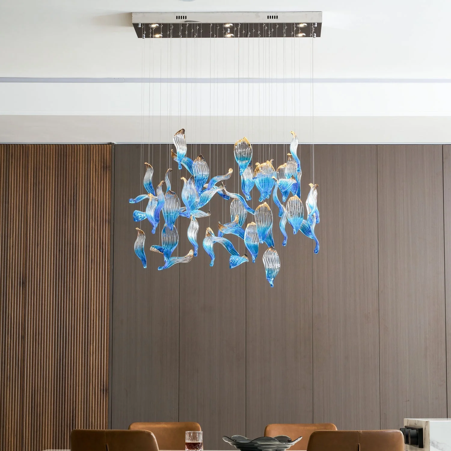 Galaxy Ocean Drift Blown Glass Crystal Spiral Chandelier - Image 35