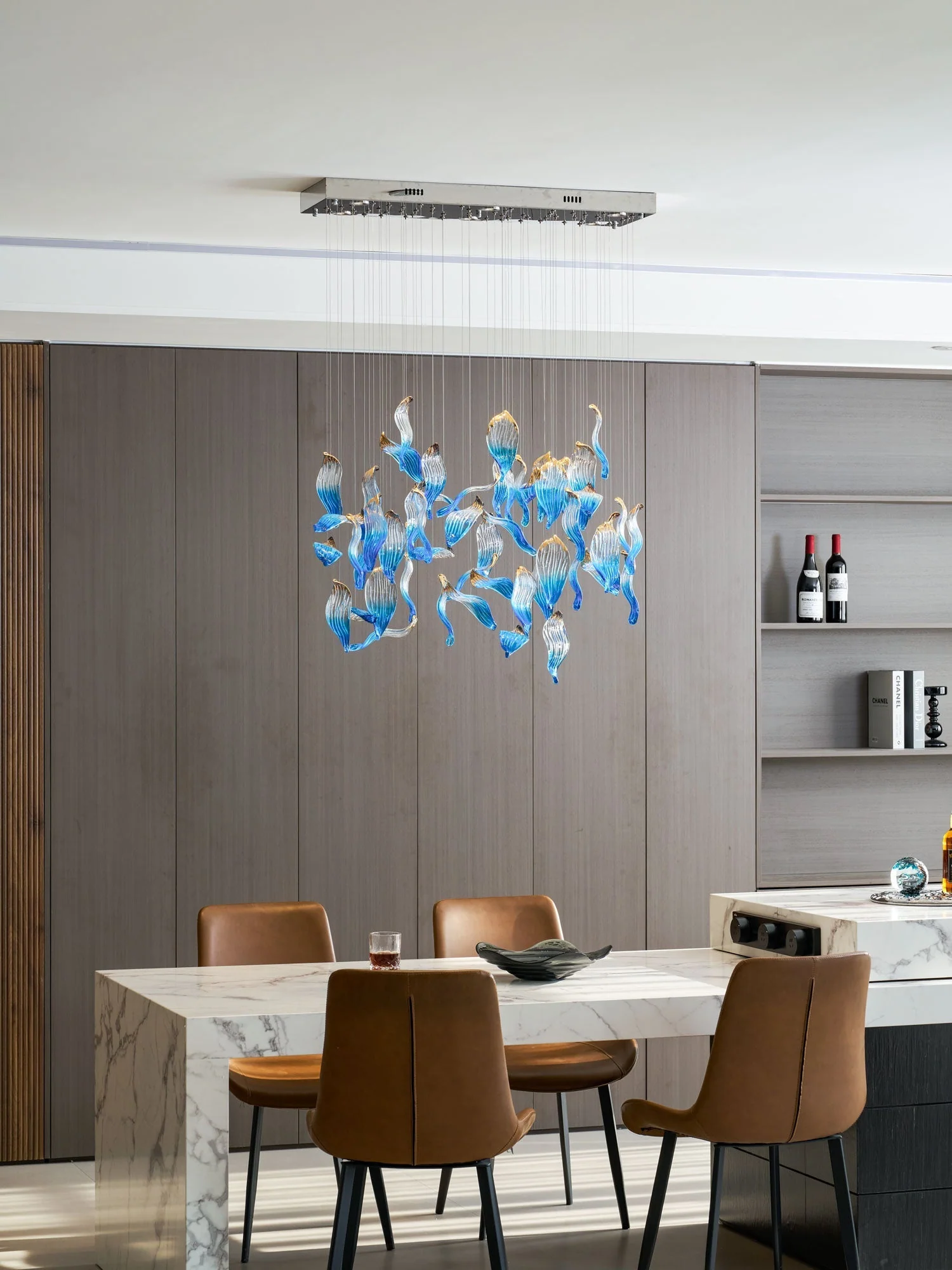 Galaxy Ocean Drift Blown Glass Crystal Spiral Chandelier - Image 36